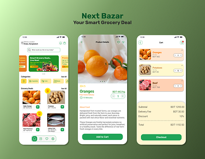 Next Bazar : Smart Grocery App app branding dailydeal design graphic design mobile app product design ui user research ux