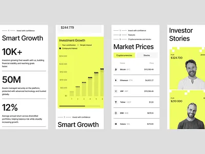 Caplon’s investment responsive website adaptive ui app clean typography design financial tools fintech fintech website graphic design investment investment platform ios mobile mobile layout platform responsive design single column grid ui ux web design