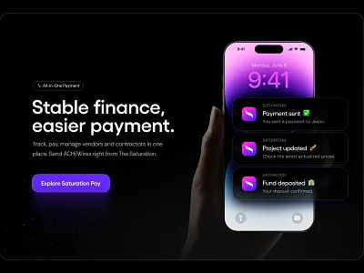 Saturation Pay mobile promo website section budgeting design landing page mobile ui ux