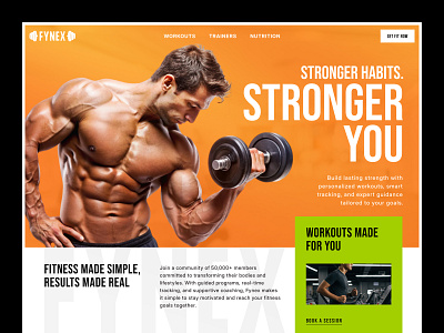 Fynex - Fitness & Gym Website ai fitness fitness landing page fitness uiux design fitness website gym website gym website header health health fitness landing page health fitness website hero section sports website design uiux web design website header workout workout website workout website design