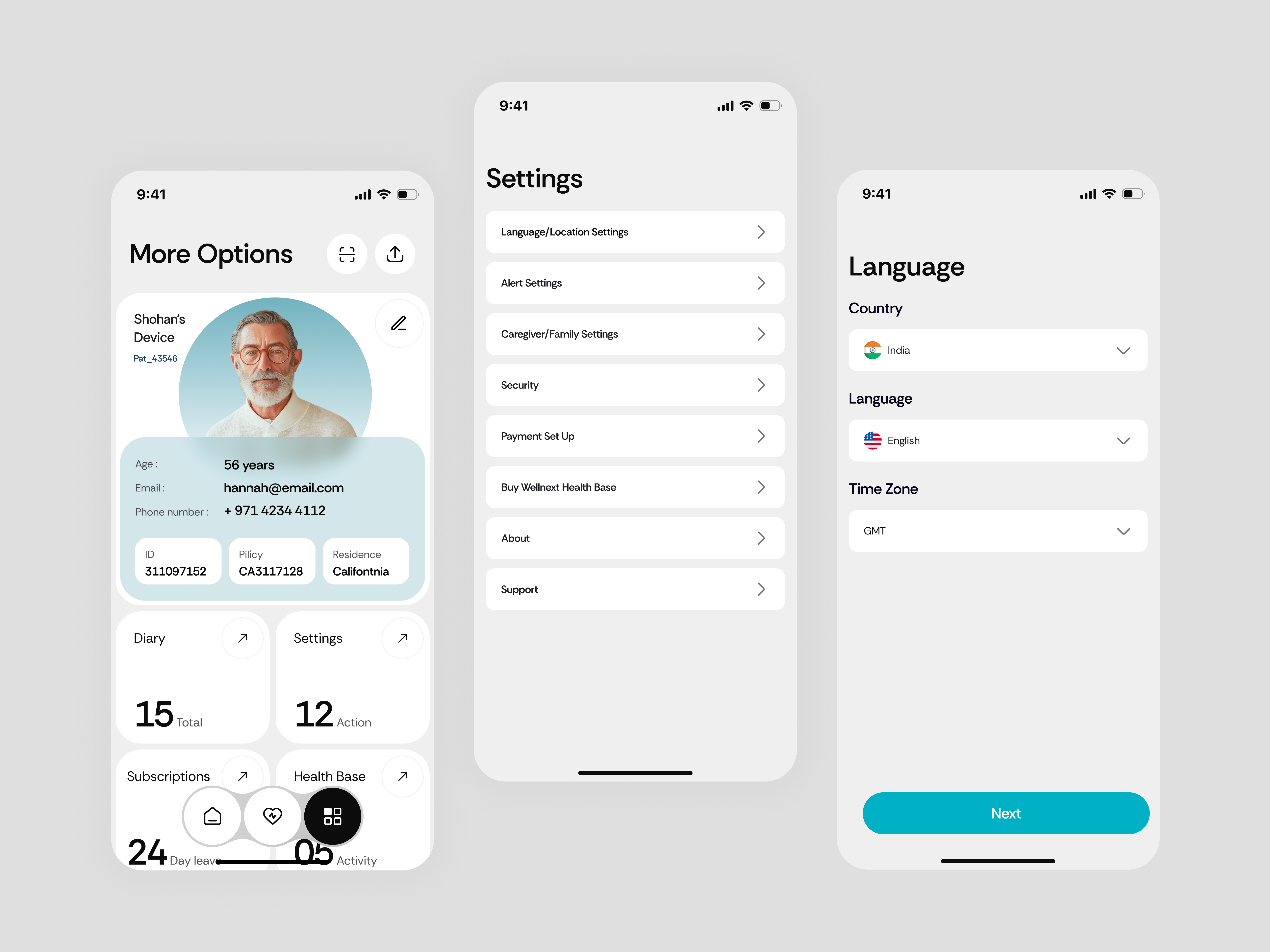 WellNest Healthcare App UI | User Profile Settings alerts app app design app interface health health app health care healthcare monitoring app ios app design mobile mobile app mobile app design modern app ui product design profile setting ui user profile