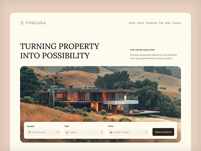 Toscana real estate agency clean design filters landing light minimal modern real estate ui web webdesign