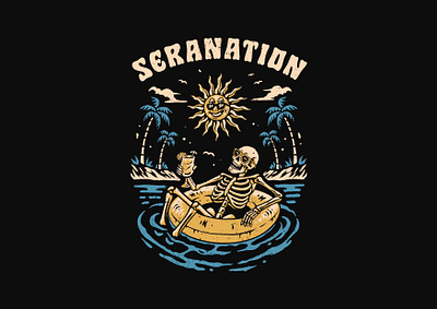 Seranation Merch Design album cover artwork band band artwork branding clothing brand music artwork vintage illustration