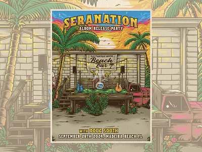 Seranation Gig Poster album cover artwork band band artwork band merchandise clothing brand gig poster illustration music artwork poster artwork poster design reggae band vintage illustration