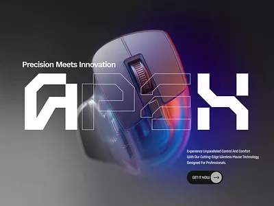 Modern Tech Hero UI – APEX Mouse 3d 3d art animation design hero hero section landing landing page minimal mordern motion graphics nextgen tech technology ui ux web web design web3 website