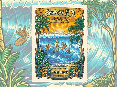 Beach Fly Gig Poster album cover artwork band band artwork band merchandise clothing brand gig poster illustration music artwork poster artwork poster design vintage illustration