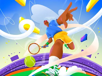 Tennis Player dynamic Illustration brand illustration branding digital art dynamic illustration illustration ipad drawing player sports tennis website illustration