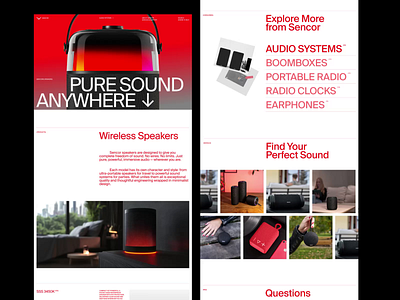 AI Landing page web design layour overview ✦ Sencor Audio ai animation design interaction landing page motion graphics service site startup ui ux web design website