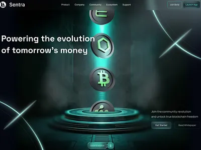 Futuristic Crypto Hero Section for Next-Gen Blockchain 3d assets blockchain blockchain fintech blockchaindesign coin launch crypto startups cryptocurrency dark ui defi landing page liquidity token launch ui ui design ux web animation