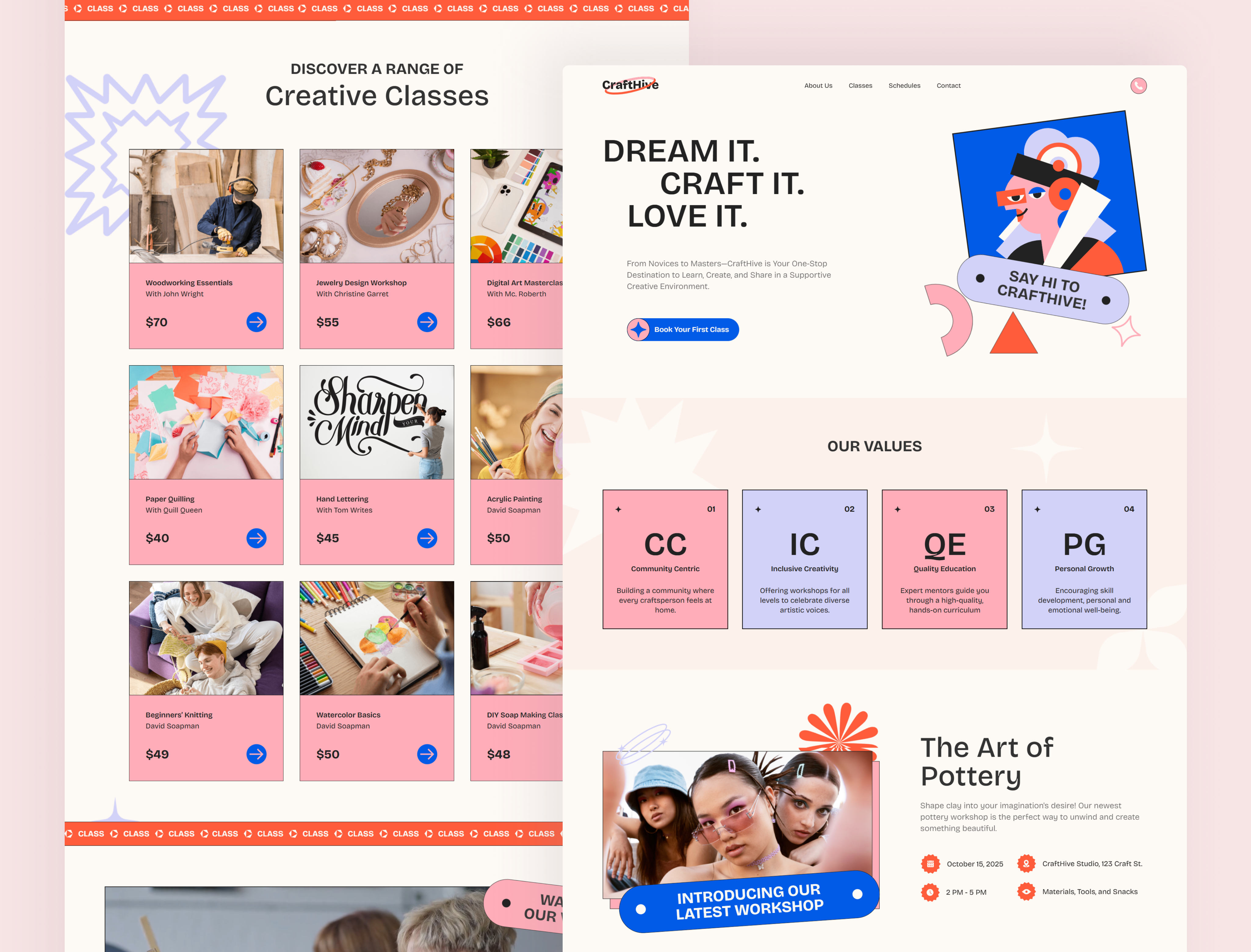 CraftHive Homepage – Creative Workshop Webflow creative agency creative workshop design inspiration digital design homepage modern website no code responsive ui design ui inspiration ui showcase ui trends uiux ux design web design webflow work shop website
