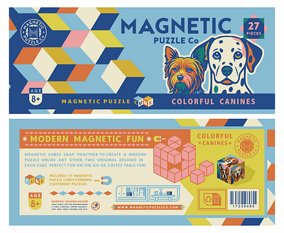 Magnetic Puzzle Co [Package Design concept - wip] adline brassai canines cube dog fun game geometric graphic design illustration magnetic package design puzzle vector