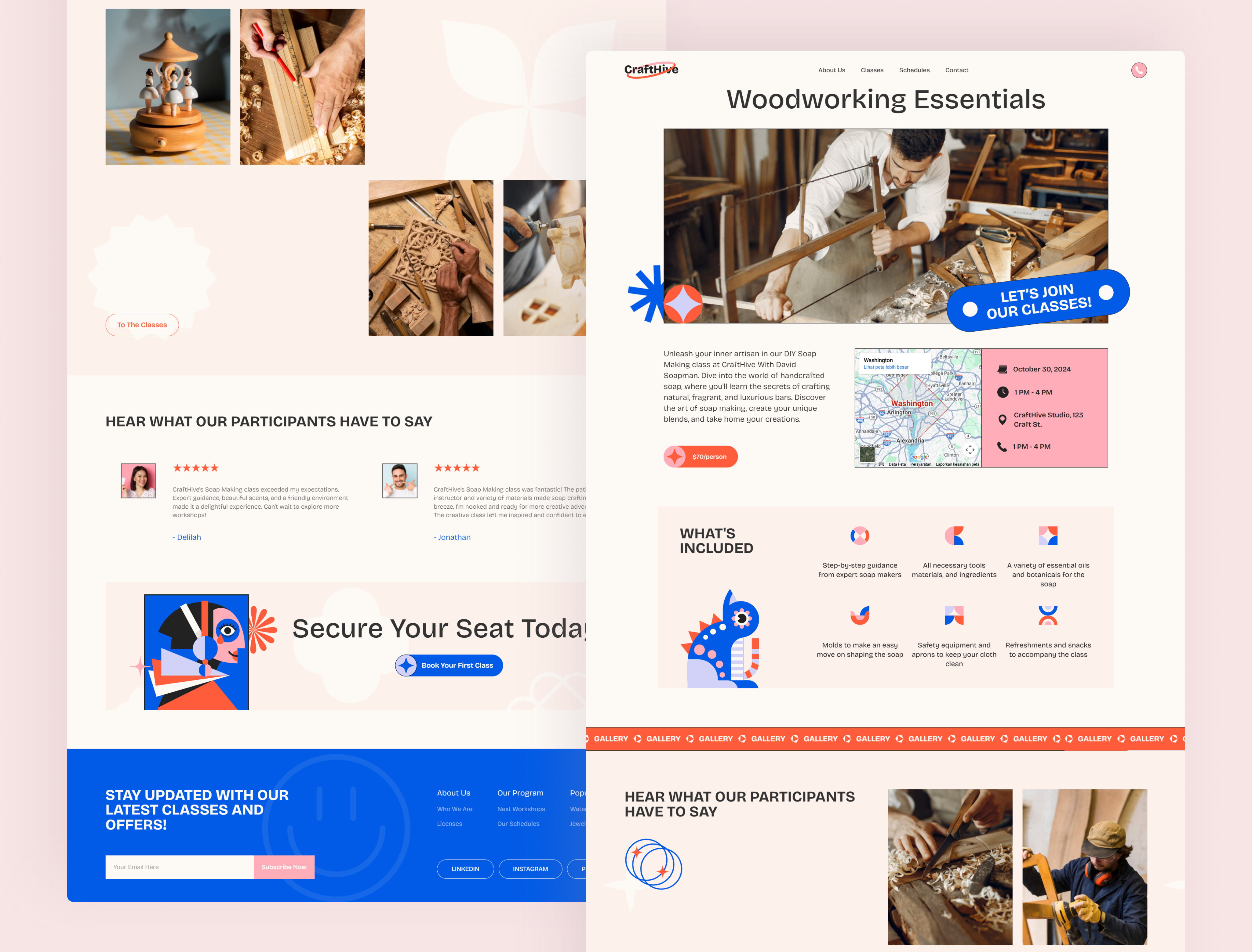 CraftHive Class Page – Creative Workshop Webflow classes creative agency creative workshop digital design education learning modern website no code responsive ui design ui inspiration ui showcase ui trends uiux ux design web design webflow workshop website