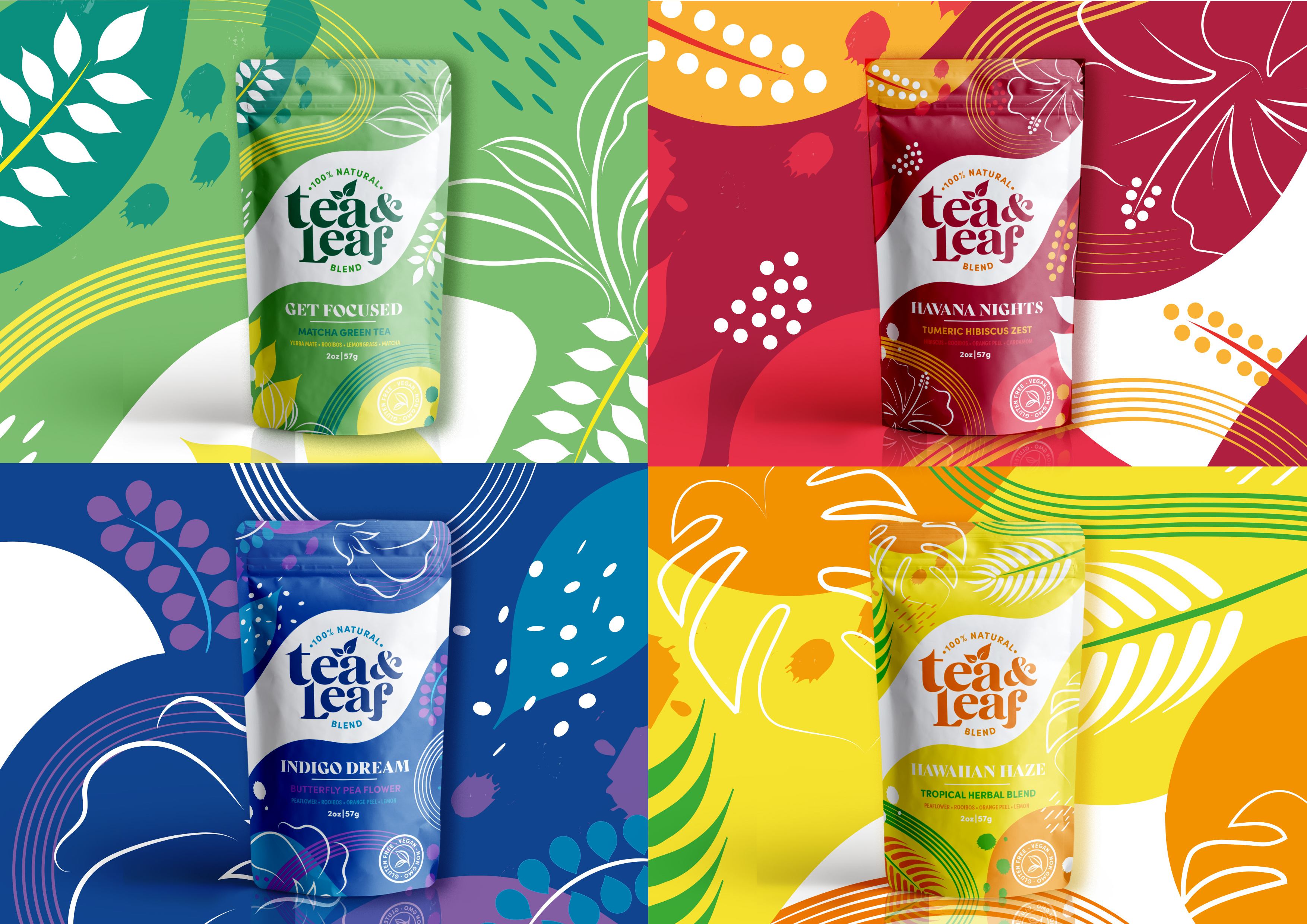 Tea & Leaf Packaging branding graphic design graphic illustration illustration label design logo logo design pack design pack illustration packaging packaging design tea packaging