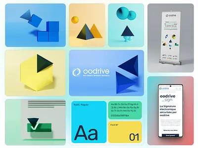 Oodrive, 3D brand system 3d b2b blender branding illustraton ui