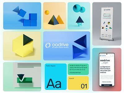 Oodrive, 3D brand system 3d b2b blender branding illustraton ui