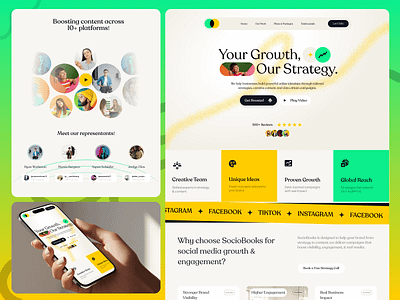 Social Media Growth Agency Website – Modern UI/UX Design agency website animation branding creative agency design digital marketing dribbble showcase figma growth marketing illustration landing page logo marketing agency product design saas design social media design ui uiux ux web design