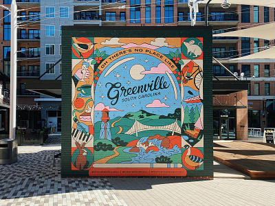 Greenville, SC Mural bird bridge christmas design greenville handmade holiday home illustration lettering mural south carolina texture type typography winter