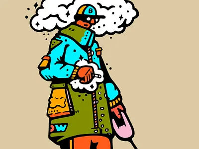 Dog Walker 2d 420 character design colorful dog hand drawn illustration psychedelic smoke vector weed