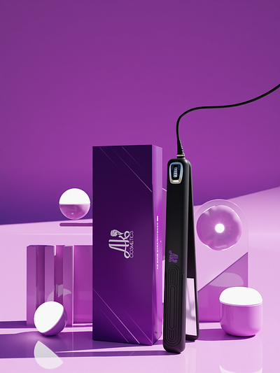 AK Straightener Render 3d 3d modeling branding cosmetics design electronics graphic design haircare illustration illustrator logo minimal modeling packaging design realistic rendering skincare typography vector visualization