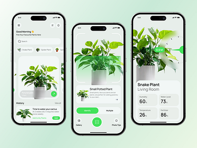 AI Plant Care Mobile App app design green app ui mobile app nature app plant app plant care plant identifier plant store plantcare plantcareapp smart plant care ui ux design