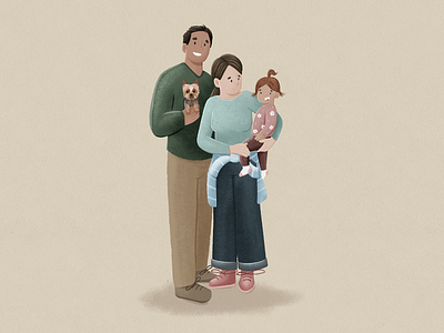 Family Portrait 2d baby character cute drawing family illustration portrait procreate