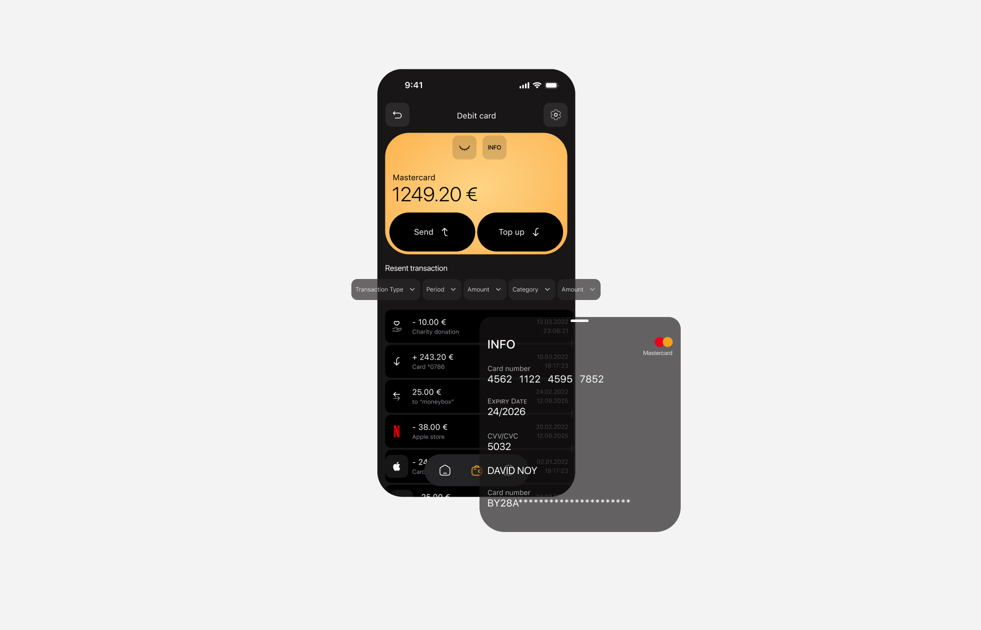 Card Overview & Transactions Concept app mobile ui ux