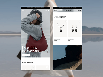 Homepage mobile design on Mesco, new Framer eCommerce store clean conversion d2c ecommerce fintech framer homepage minimalist mobile mobilefirst modern product responsive retail shopping startup template ui ux webdesign
