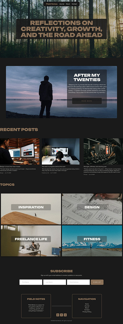 Field Notes landing page squarespace web design