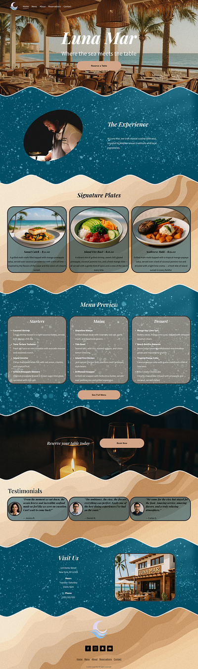 Luna Mar landing page no code website squarespace web design