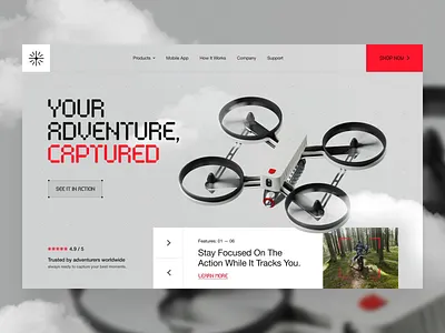 AeroTrack Drone — Hero UI Concept 3d animation clean drone glide glide design header hero interaction logo minimal modern motion motion graphics product tech ui ux webdesign website