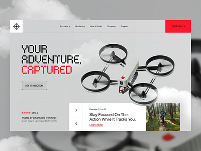 AeroTrack Drone — Hero UI Concept 3d animation clean drone glide glide design header hero interaction logo minimal modern motion motion graphics product tech ui ux webdesign website