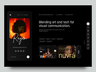Dark Portfolio Website clean design creative portfolio dark dark mode dark theme dark website designer portfolio figma graphic design landing page modern modern dark website porfolio page portfolio website ui ui portfolio uiux user interface ux website