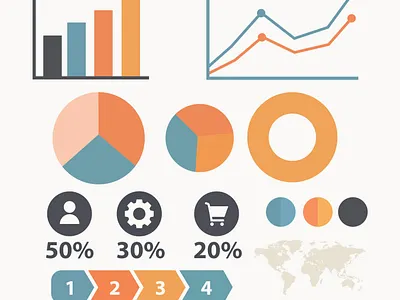 Business Presentation Infographic – Flat Vector Charts & Icons analytics bar charts business data business infographic charts corporate design creative charts dashboard data visualization diagram design flat design infographic information graphics line graph pie charts presentation template report design ui elements vector art vector design