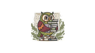 Wise Owl Scholar – Colorful Book-Loving Mascot in Library Settin animation branding design graphic design illustration logo motion graphics vector