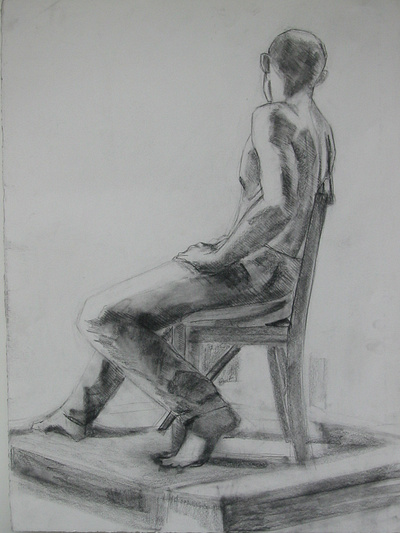 Live Model, Studio Work charcoal drawing live model