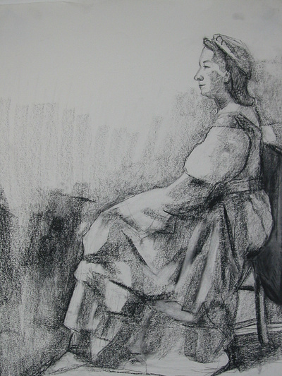 Live Model, Studio Work charcoal drawing live model