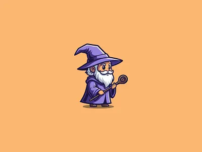 Wizard Logo branding branding design character design character design logo character logo cute wizard logo design graphic design illustration logo logo design miniature logo vector wizard character design wizard logo