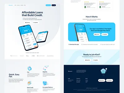 Landing app app store clean credit flat landing layout layout desktop loan minimal product ui ux web