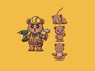 Bear Logo bear bear character bear character logo bear character logo design bear logo bear logo design branding branding design character design character logo character logo design cute character cute character logo design graphic design illustration logo logo design vector
