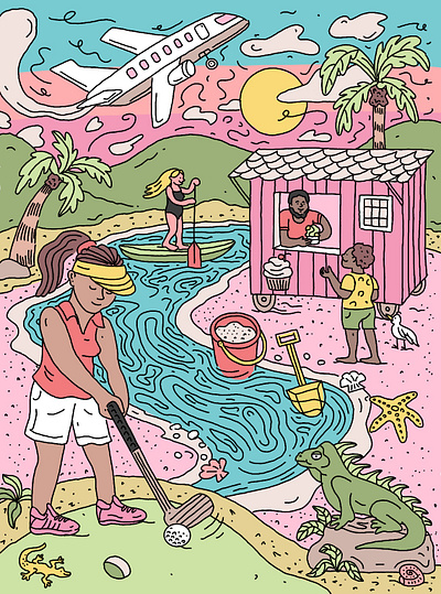 Bermuda Travel Illustration advertising black outline branding cartoon commercial digital illustration editorial hand drawn hospitality illustration illustrator line illustration nyc illustrator playful sam silverman seek and find style travel illustration vacation editorial whimsical