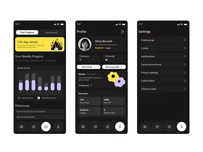 SkillNest – A Personalized Learning Companion appdesign casestudy cleanui darkmode dashboardui datavisualization designinspiration educationapp habits interface learningapp minimalui mobileapp onboarding productdesign progressscreen streaks uidesign uxdesign xp