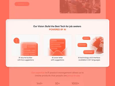 Featured section - Job Search Corporate Website branding corporate featured section features glass illustration liquid glass orange product design ui ui illustrations ux web design