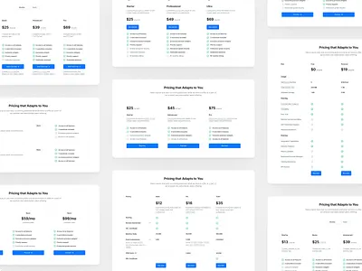 Pricing Blocks - Lookscout Design System blocks clean design layout lookscout pricing saas ui user interface ux webpage website