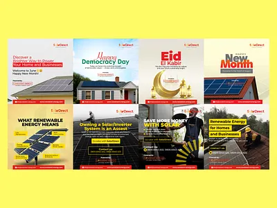 Social Media Designs for SolarDirect content design creative ads design inspiration digital design instagram design marketing design modern design poster design social media design social media graphics social media marketing
