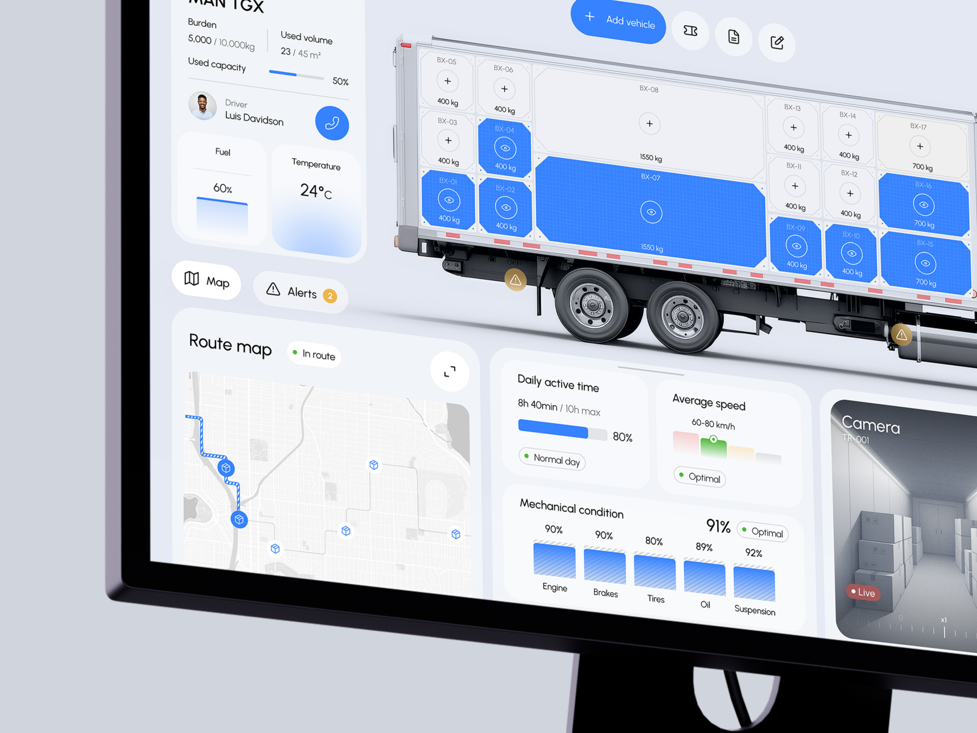 Routax - Container Truck Logistic Dashboard admin ai analytics artificial intelligence b2b crm dashboard interface logistic minimalism product design software tracking truck management ui design ux design web