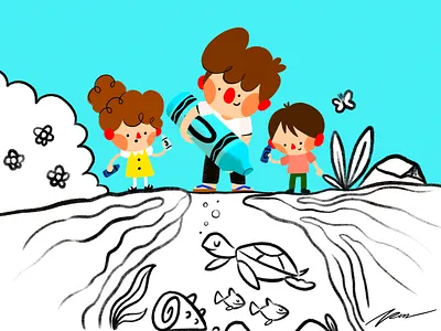 Painting Bacalar bacalar cartoon character color cute design illustration lagoon mexico