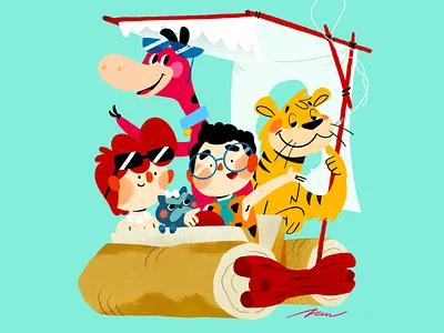 Flintstones cartoon character color cute design dino flintstones illustration pebbles wilma