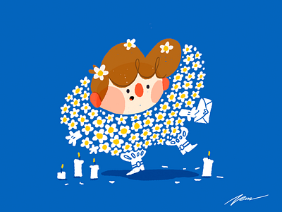 Memorial cartoon character color cute design flowers illustration memorial