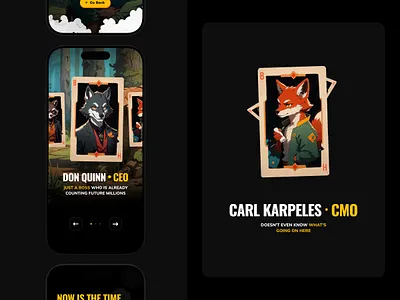 Team cards – Animation adaptive blockchain blockchain design boogahive crypto crypto art cryptogame design graphic design illustration ui ux web3 web3 landing page webdesign