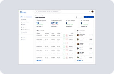 B2B SaaS Dashboard for corporate travel management 2025 clean dashboard desktop plataform saas ui ui design